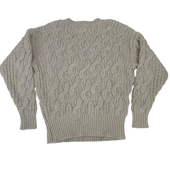 WHBM Chunky Sweater Cable Knit Wool Blend Cream White Cozy Large - Picture 3 of 8